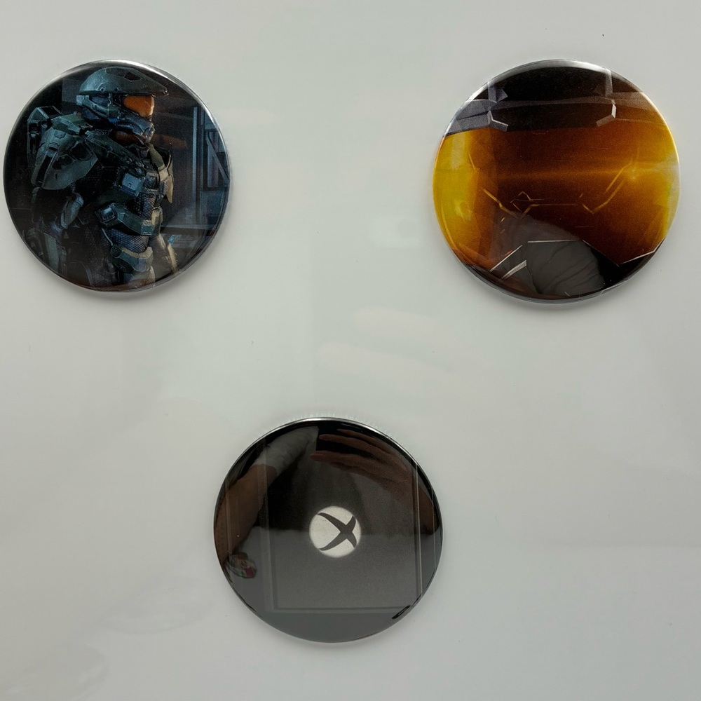 Lot Of 3 Master Chief And Xbox . 3 Inch Fridge Magnets. From Old Xbox Magazine